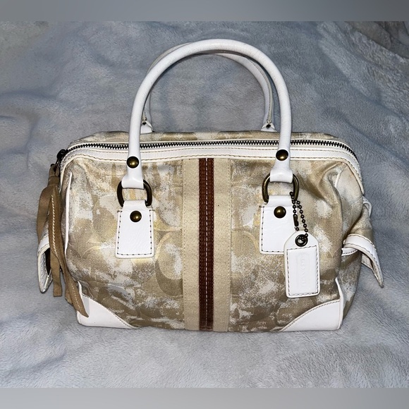 COACH Satchel Limited Edition Beige Metallic RARE - Picture 1 of 15